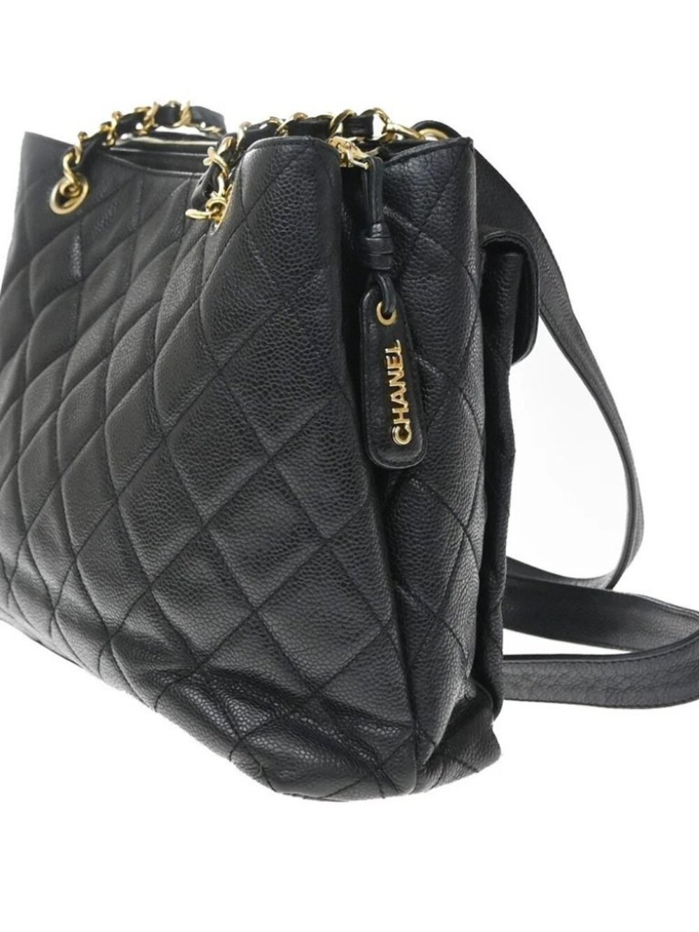 CHANEL CC Logo Chain Shoulder Bag Grained Calfskin Leather BK GHW Italy - Picture 2 of 16